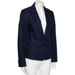 Pre Owned Salvatore Ferragamo Navy Blue Cotton Single Breasted Blazer L