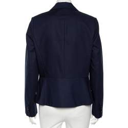 Pre Owned Salvatore Ferragamo Navy Blue Cotton Single Breasted Blazer L