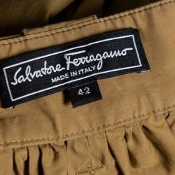 Salvatore Ferragamo Beige Cotton Belted Midi Skirt M 