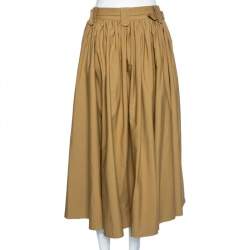 Salvatore Ferragamo Beige Cotton Belted Midi Skirt M 
