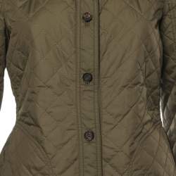 Pre Owned Salvatore Ferragamo Military Green Nylon & Printed Silk Quilted Reversible Jacket M