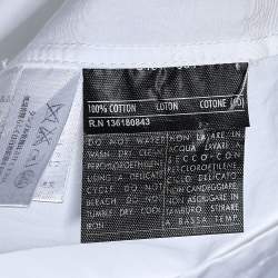 Pre Owned Salvatore Ferragamo White Cotton Ruffle Trim Top M