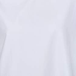 Pre Owned Salvatore Ferragamo White Cotton Ruffle Trim Top M