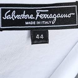 Pre Owned Salvatore Ferragamo White Cotton Ruffle Trim Top M
