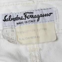 Pre Owned Salvatore Ferragamo Vintage White Gancini Pattern Denim Straight Leg Jeans M