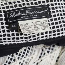 Salvatore Ferragamo Monochrome Cotton Petal Applique Pleated Skirt M