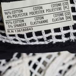 Salvatore Ferragamo Monochrome Cotton Petal Applique Pleated Skirt M
