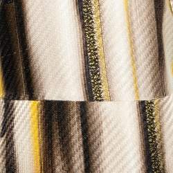 Pre Owned Salvatore Ferragamo Brown & Yellow Jacquard Sleeveless Asymmetric Dress M