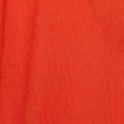 Pre Owned Salvatore Ferragamo Orange Jersey Knit Bow Detail Blouse XL