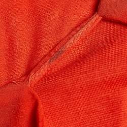 Pre Owned Salvatore Ferragamo Orange Jersey Knit Bow Detail Blouse XL