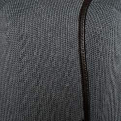 Pre Owned Salvatore Ferragamo Grey Wool Strip Detail Sweater S