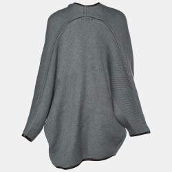 Pre Owned Salvatore Ferragamo Grey Wool Strip Detail Sweater S
