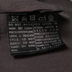 Pre Owned Salvatore Ferragamo Brown Peacock Feather Printed Silk Sleeveless Dress L