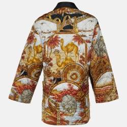 Salvatore Ferragamo Multicolor Printed Quilted Fabric Snap Button Jacket S