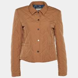 Salvatore Ferragamo Beige Quilted Nylon Button Front Jacket M