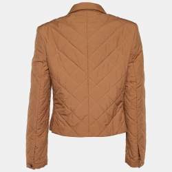 Salvatore Ferragamo Beige Quilted Nylon Button Front Jacket M