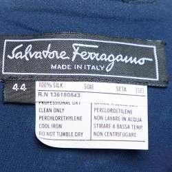 Salvatore Ferragamo Black Printed Silk Draped Back Neck Maxi Dress M