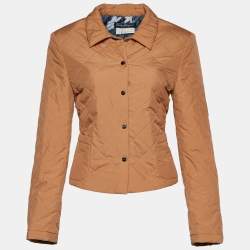 Salvatore Ferragamo Tan Brown Quilted Button Front Jacket M