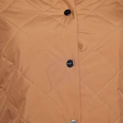 Salvatore Ferragamo Tan Brown Quilted Button Front Jacket M