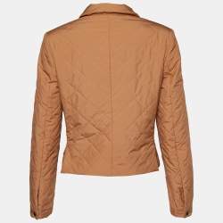 Salvatore Ferragamo Tan Brown Quilted Button Front Jacket M