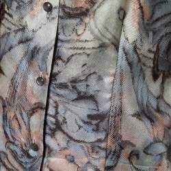 Pre Owned Salvatore Ferragamo Pink Printed Silk Tie Detail Shirt M