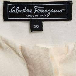 Salvatore Ferragamo Ivory Crepe Silk Button Front Top S
