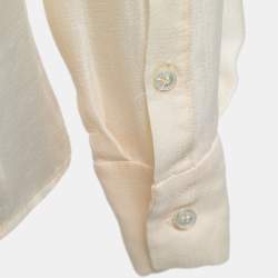 Salvatore Ferragamo Ivory Crepe Silk Button Front Top S