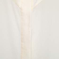 Salvatore Ferragamo Ivory Crepe Silk Button Front Top S