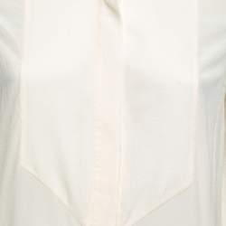Salvatore Ferragamo Ivory Crepe Silk Button Front Top S