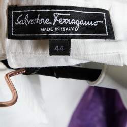 Salvatore Ferragamo White & Purple Floral Print Cotton Shirt Dress M
