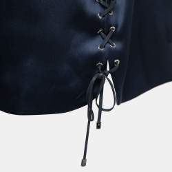 Pre Owned Salvatore Ferragamo Blue Silk Low-Cut Side Sleeveless Top L