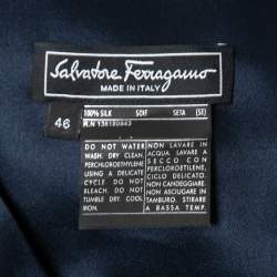 Pre Owned Salvatore Ferragamo Blue Silk Low-Cut Side Sleeveless Top L