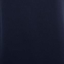 Pre Owned Salvatore Ferragamo Navy Blue Wool Knit & Leopard Printed Silk Dress M