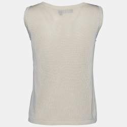 Pre Owned Salvatore Ferragamo Cream Cotton Knit Tank Top M