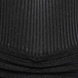 Pre Owned Salvatore Ferragamo Black Lurex Knit Mock Neck Long Sleeve Midi Dress S