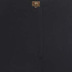 Pre Owned Salvatore Ferragamo Black Crepe Buckle Closure Pants S