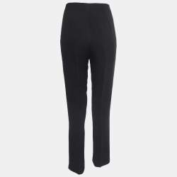 Pre Owned Salvatore Ferragamo Black Crepe Buckle Closure Pants S