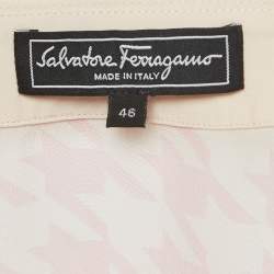 Pre Owned Salvatore Ferragamo Pink Print Silk Peplum Shirt Blouse L