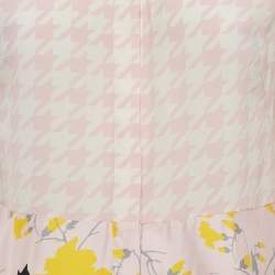 Pre Owned Salvatore Ferragamo Pink Print Silk Peplum Shirt Blouse L