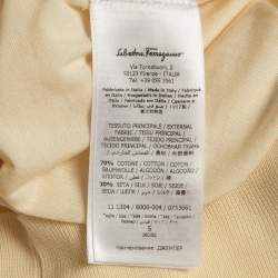 Pre Owned Salvatore Ferragamo Cream Floral Print Cotton Knit Short Sleeves Top S