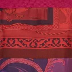 Pre Owned Salvatore Ferragamo Pink Printed Silk and Wool Knit Short Sleeve T-shirt S