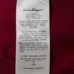 Pre Owned Salvatore Ferragamo Pink Printed Silk and Wool Knit Short Sleeve T-shirt S