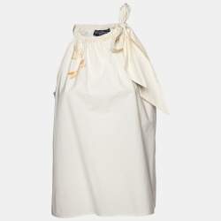 Salvatore Ferragamo Cream Butterfly Print Cotton Halter Neck Top M