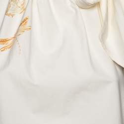 Salvatore Ferragamo Cream Butterfly Print Cotton Halter Neck Top M