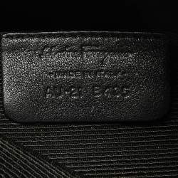 Pre Owned Salvatore Ferragamo Black Gancini Embossed Glossy Leather Boston Bag