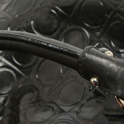 Pre Owned Salvatore Ferragamo Black Gancini Embossed Glossy Leather Boston Bag