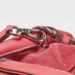 Salvatore Ferragamo Pink Suede and Leather Buckle Satchel  