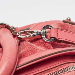 Salvatore Ferragamo Pink Suede and Leather Buckle Satchel  