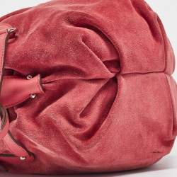 Salvatore Ferragamo Pink Suede and Leather Buckle Satchel  