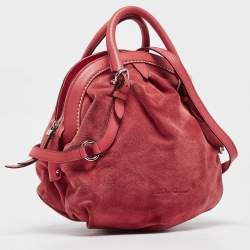 Salvatore Ferragamo Pink Suede and Leather Buckle Satchel  